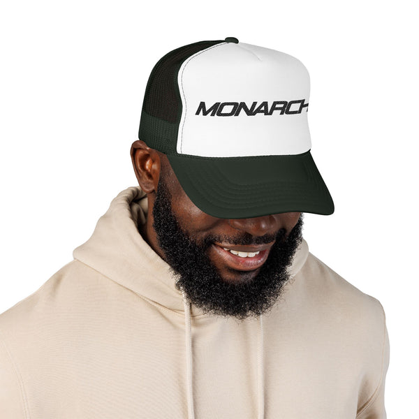 Monarch Trucker Hat — Retro Mesh Foam Cap with 'MONARCH' Logo