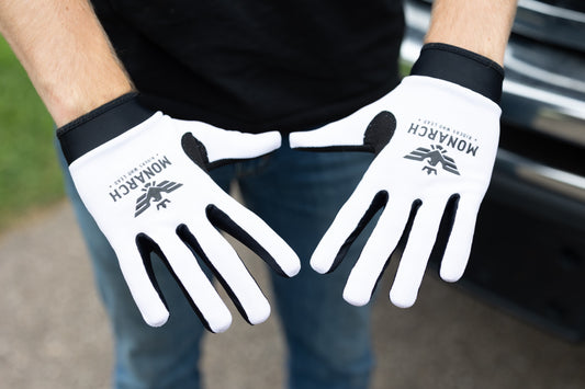 White moto glove