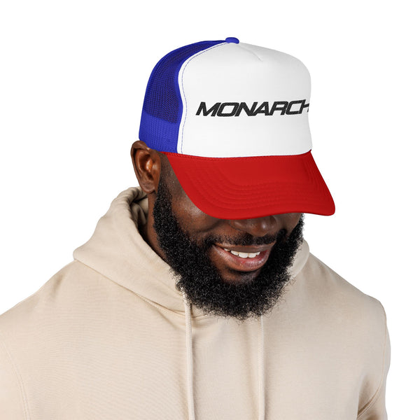 Monarch Trucker Hat — Retro Mesh Foam Cap with 'MONARCH' Logo