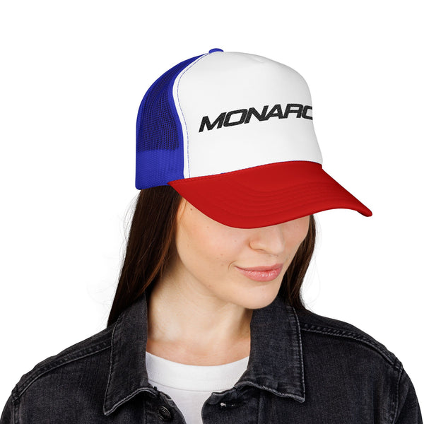 Monarch Trucker Hat — Retro Mesh Foam Cap with 'MONARCH' Logo