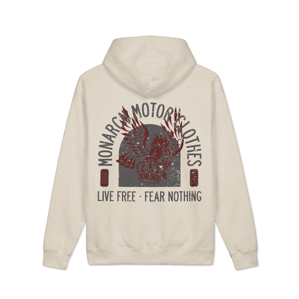 Motorcycle Hoodie — "Monarch Motorclothes: Live Free • Fear Nothing" Distressed Logo