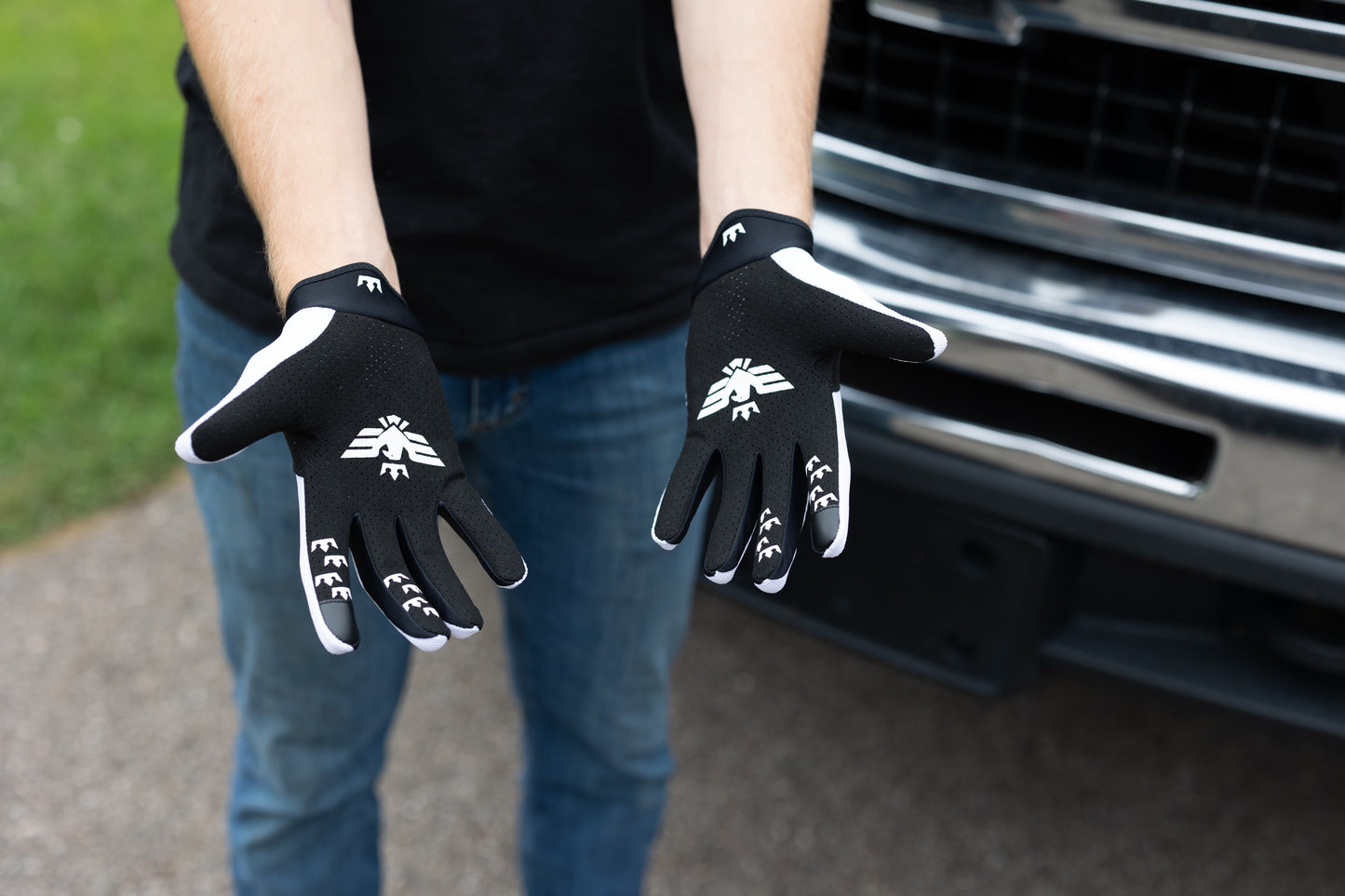 White moto glove