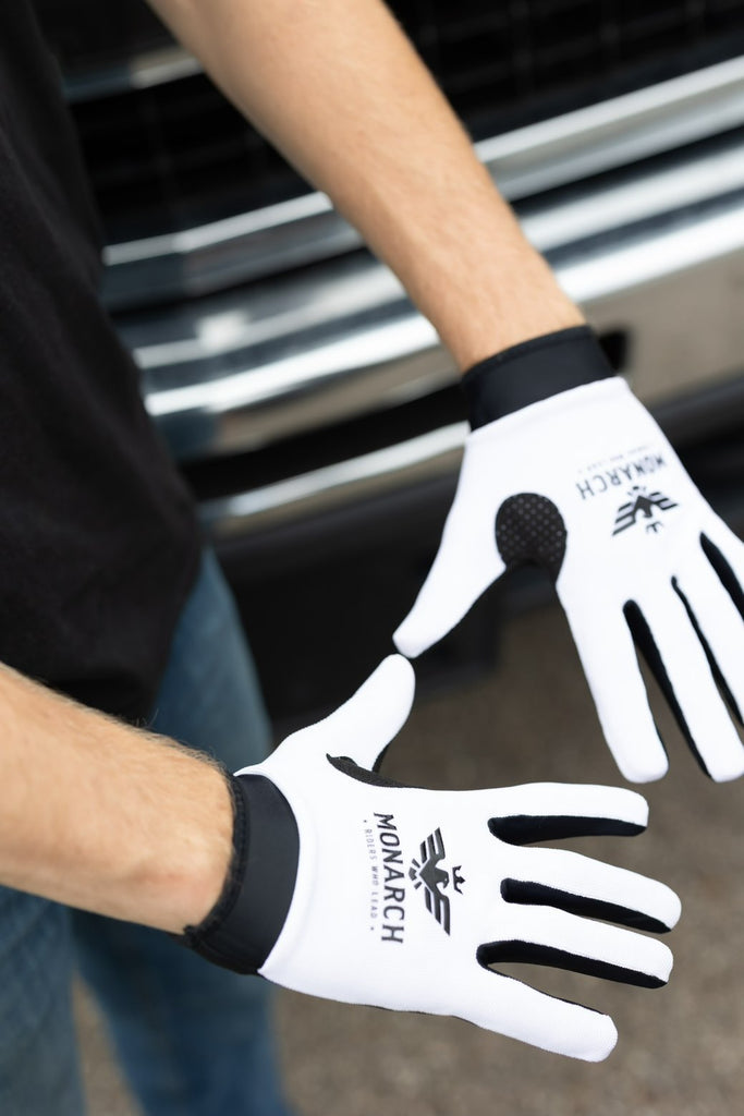 White moto glove