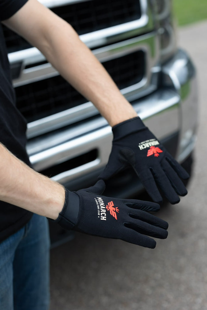 Black moto glove