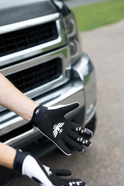 White moto glove
